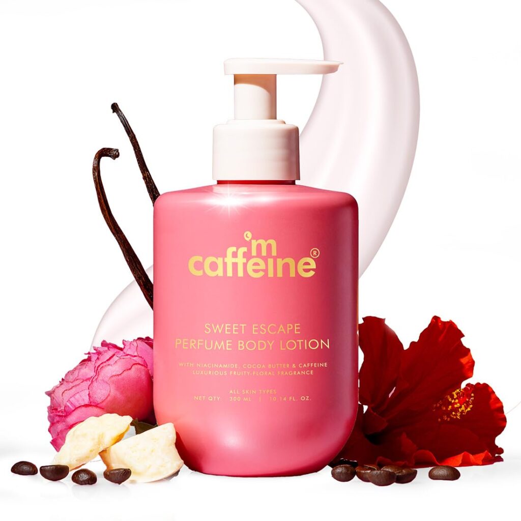mCaffeine Sweet Escape Perfume Body Lotion | Niacinamide, Cocoa Butter & Shea Butter For Deep Moisturization | Lightweight, Non-Sticky | Fruity-Floral Fragrance | Body Lotion...