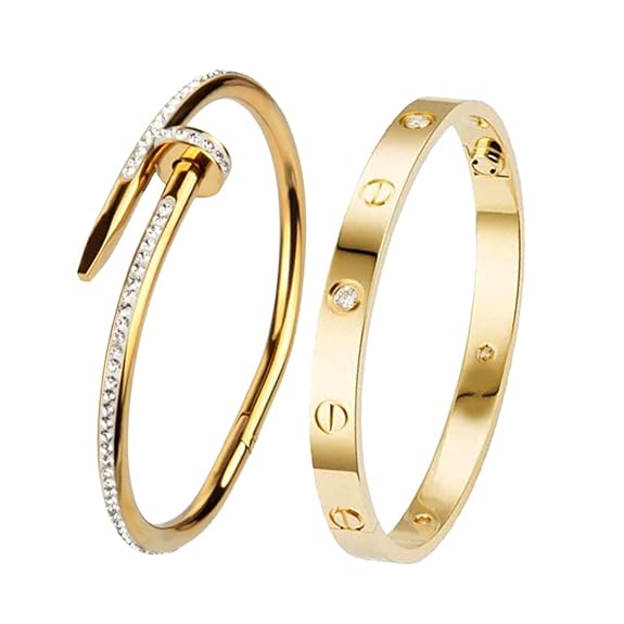 MEENAZ bracelet for women Bangles for women Anti Tarnish Stylish Adjustable Bracelet for girls rose gold Kada for Women Accessories Anti Tarnish Jewellery Stainless Steel Cuff...