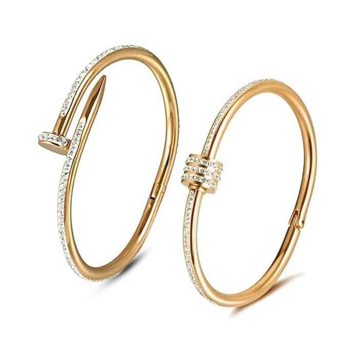 MEENAZ bracelet for women Stylish Bangles for women Adjustable Anti Tarnish Bracelet for girls rose gold Kada for Women Accessories Anti Tarnish Jewellery Stainless Steel Cuff...