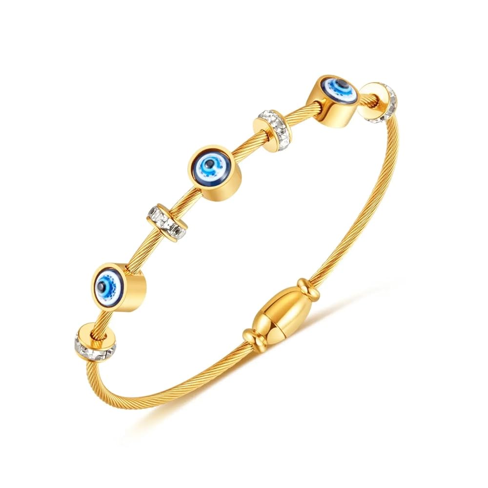 MEENAZ evil eye bracelet for woman Evil Eye Bangles for women Anti Tarnish Stylish Adjustable hand Rose gold Bracelet for girls Kada for Women Magnet Accessories Jewellery...