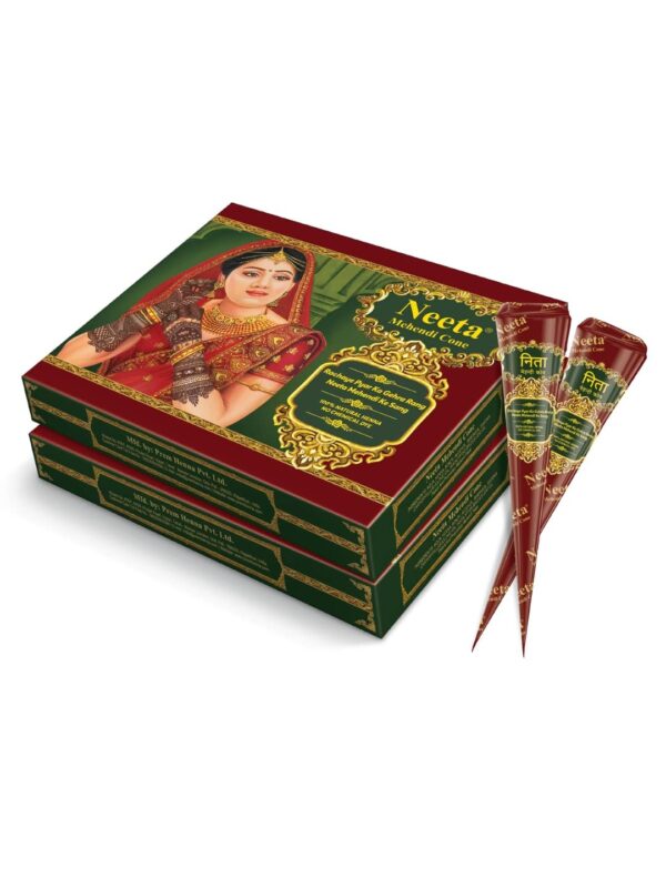 Mehendi Cones For Hand (12 Cones in a Box) Natural Mehndi For Hand Designing Reddish Brown Color Long Lasting Niddle Cones Natural Henna Cones For Festivals Marriage Women Men...