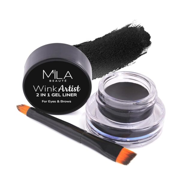 Mila Beauté Wink Artist Gel Eyeliner with Brush | For Eyes & Brows | Lasts Upto 36 Hours | Long Lasting & Waterproof Formula | Enriched With Calendula Oil and Aloe Vera | Shade...