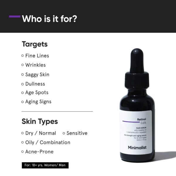 Minimalist 0.6% Retinol Anti Aging Mid-Strength Formula For Fine Lines & Wrinkles (30ml) - Minimalist