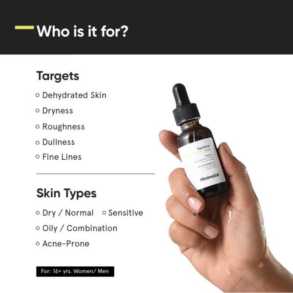 Minimalist 100% Squalane Face Oil Plant Derived For all skin Moisturizing & Reducing Fine Lines (30ml) - Minimalist