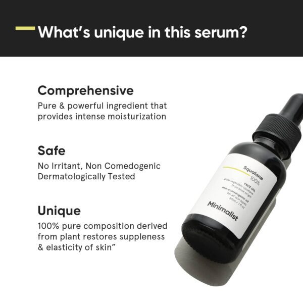 Minimalist 100% Squalane Face Oil Plant Derived For all skin Moisturizing & Reducing Fine Lines (30ml) - Minimalist