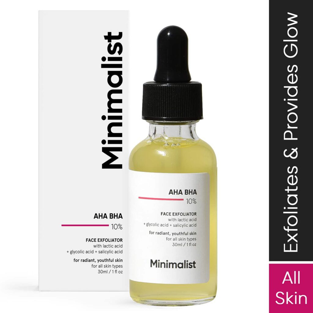 Minimalist AHA BHA 10% Exfoliator with Hyaluronic Acid for Even Tone Younger and Glowing Skin (30ml) - Minimalist