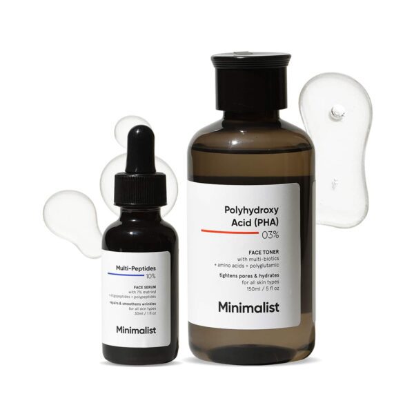 Minimalist Hydration Duo Multi Peptide Night Serum + Pha 03% Face Toner With Multi Biotics Combo - Minimalist