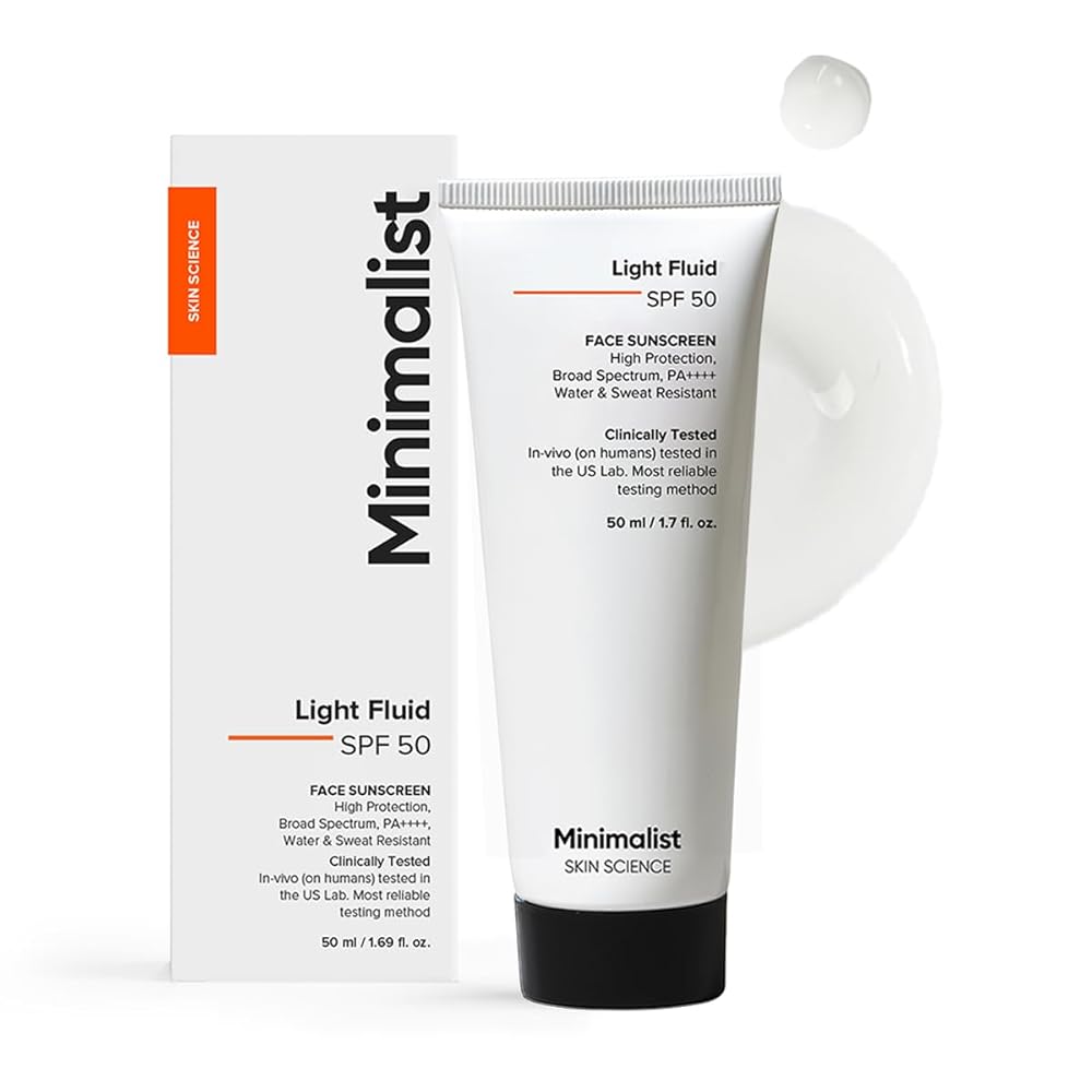 Minimalist Light Fluid Sunscreen SPF 50 for Oily Skin (PA++++) | Clinically Tested in US| No White Cast | Broad Spectrum | Lightweight, Water & Sweat Resistant | For Women & Men...