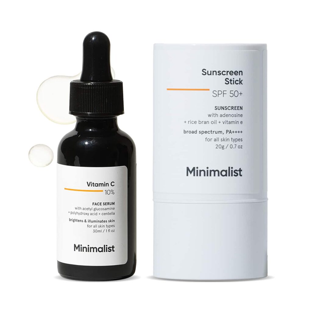 Minimalist Radiance and Defense Face Serum 30 ml + SPF 50 Sunscreen Stick with Broad Spectrum Combo - Minimalist