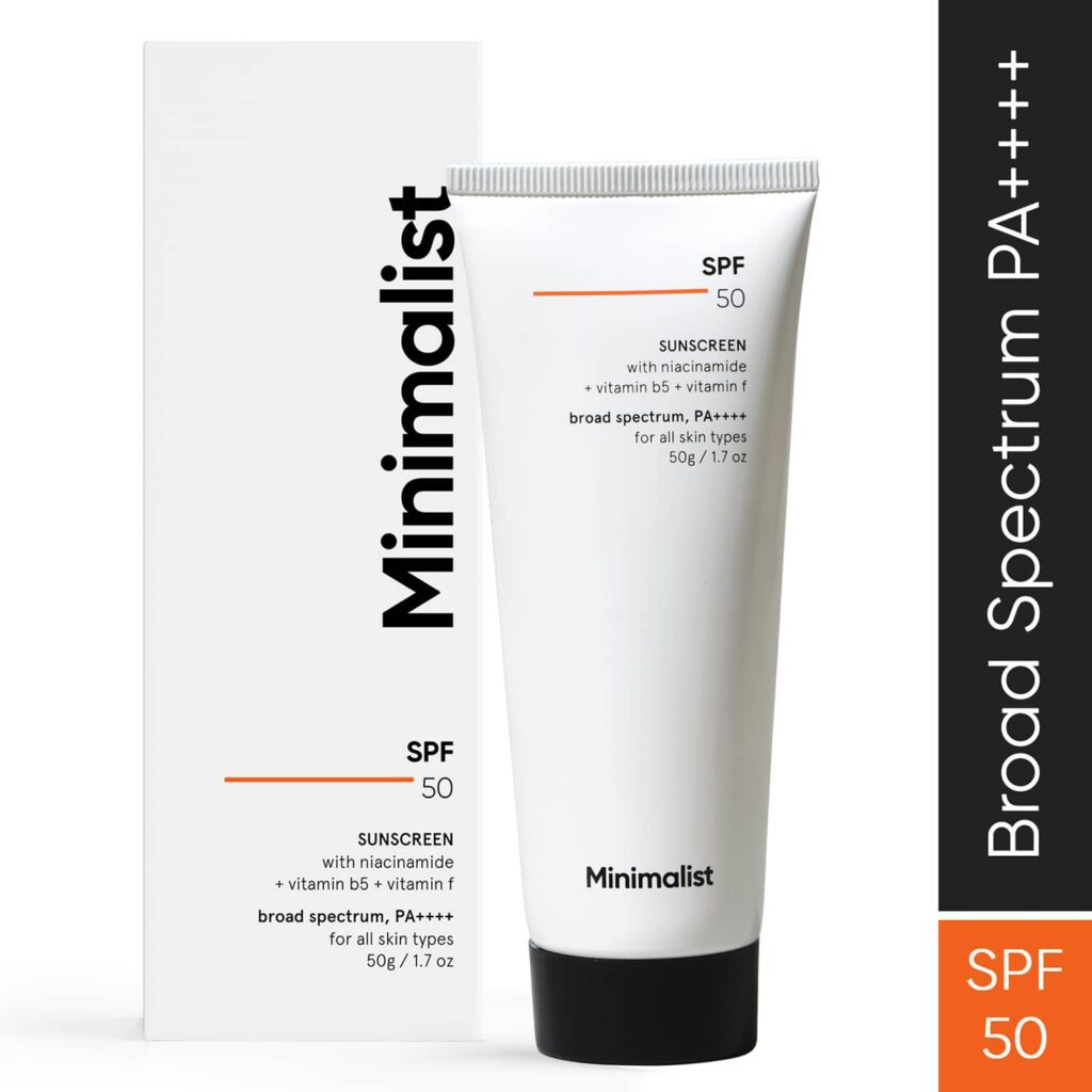 Minimalist SPF 50 PA ++++ Sunscreen With Multi-Vitamin For Reducing Photoaging & No White Cast (50g) - Minimalist