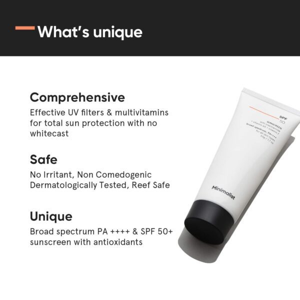 Minimalist SPF 50 PA ++++ Sunscreen With Multi-Vitamin For Reducing Photoaging & No White Cast (50g) - Minimalist