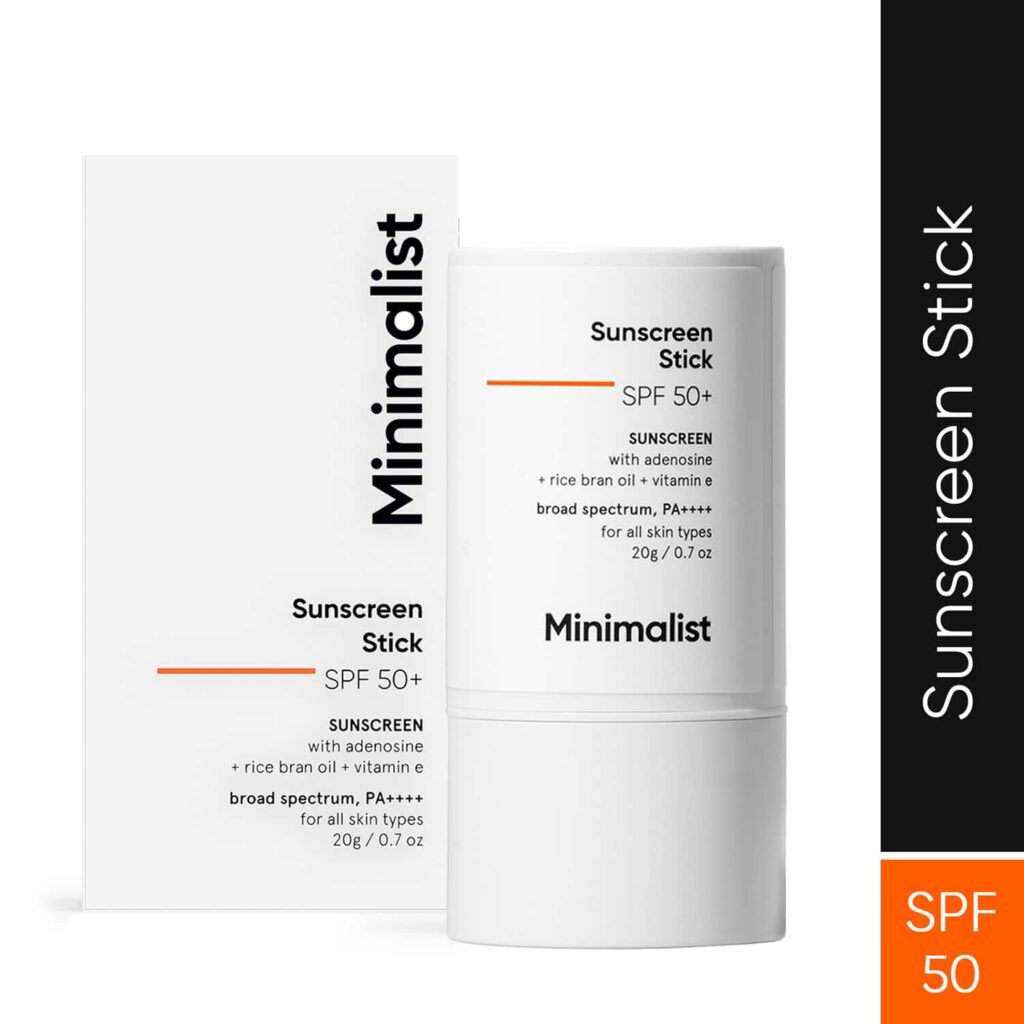 Minimalist SPF 50 Sunscreen Stick With Adenosine, Rice Bran Oil & Vitamin E Broad Spectrum PA++++ (20g) - Minimalist