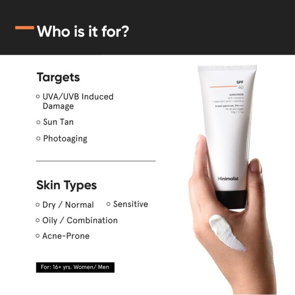 Minimalist SPF 60 PA ++++ Sunscreen With Antioxidant Silymarin,Senstive Skin,Acne & Pregnancy Safe (50g) - Minimalist