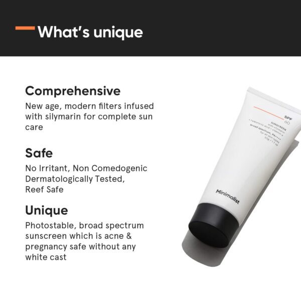 Minimalist SPF 60 PA ++++ Sunscreen With Antioxidant Silymarin,Senstive Skin,Acne & Pregnancy Safe (50g) - Minimalist