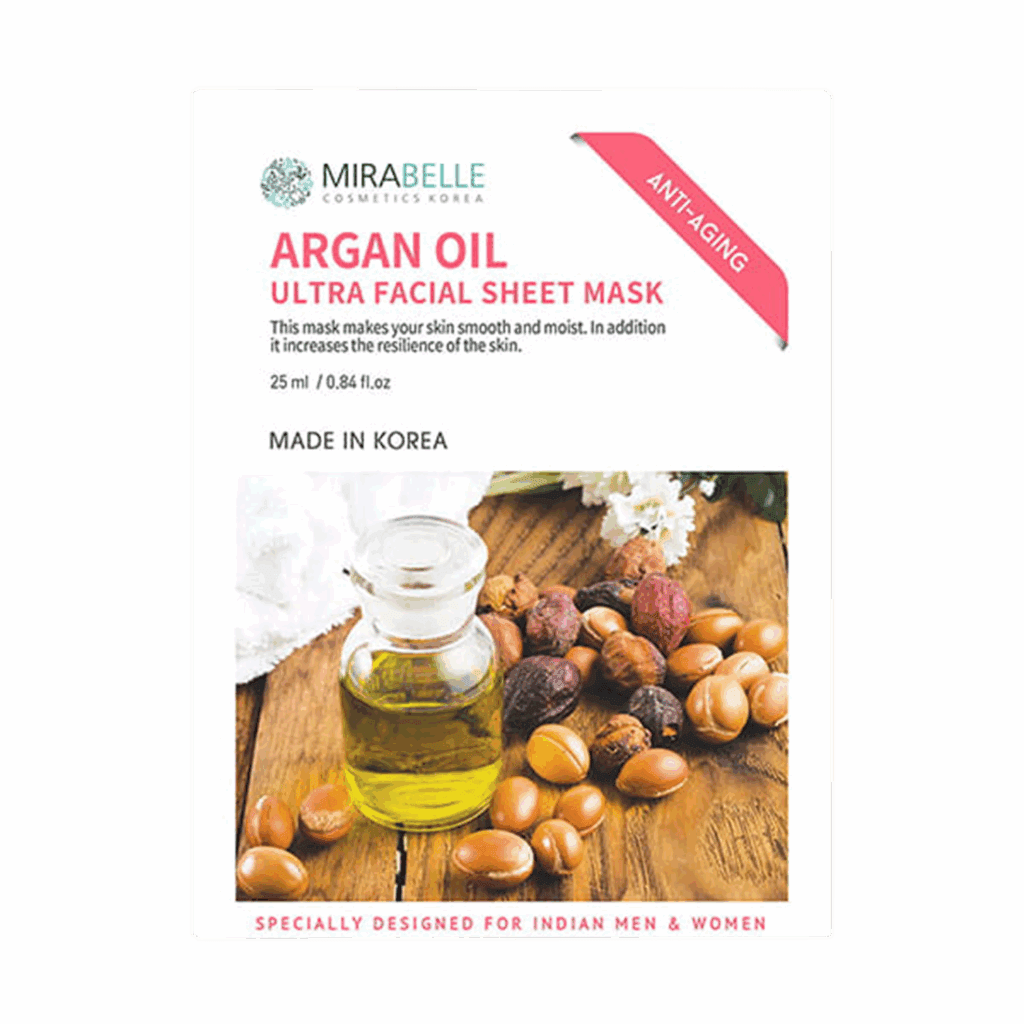 Mirabelle Cosmetics Korea Argan Oil Ultra Facial Sheet Mask (25ml) - Mirabelle Cosmetics Korea