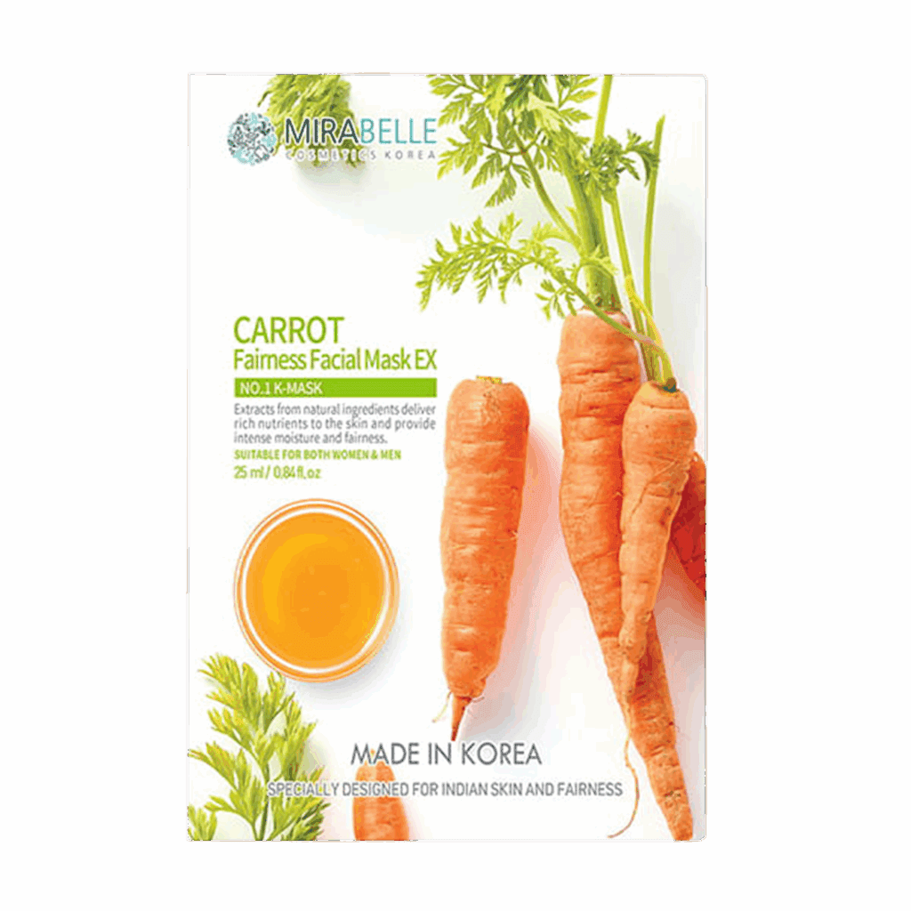 Mirabelle Cosmetics Korea Carrot Fairness Facial Sheet Mask Ex (25ml) - Mirabelle Cosmetics Korea