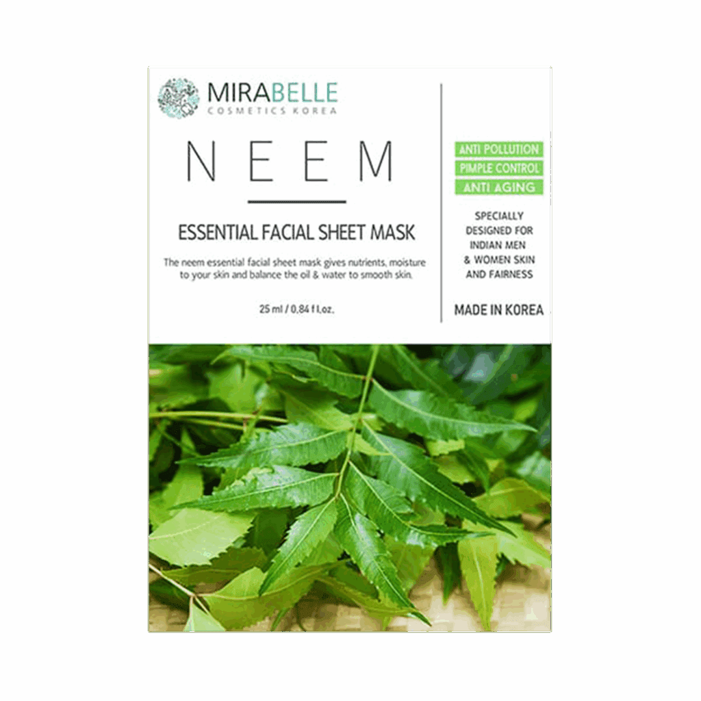 Mirabelle Cosmetics Korea Neem Essential Facial Sheet Mask (25ml) - Mirabelle Cosmetics Korea