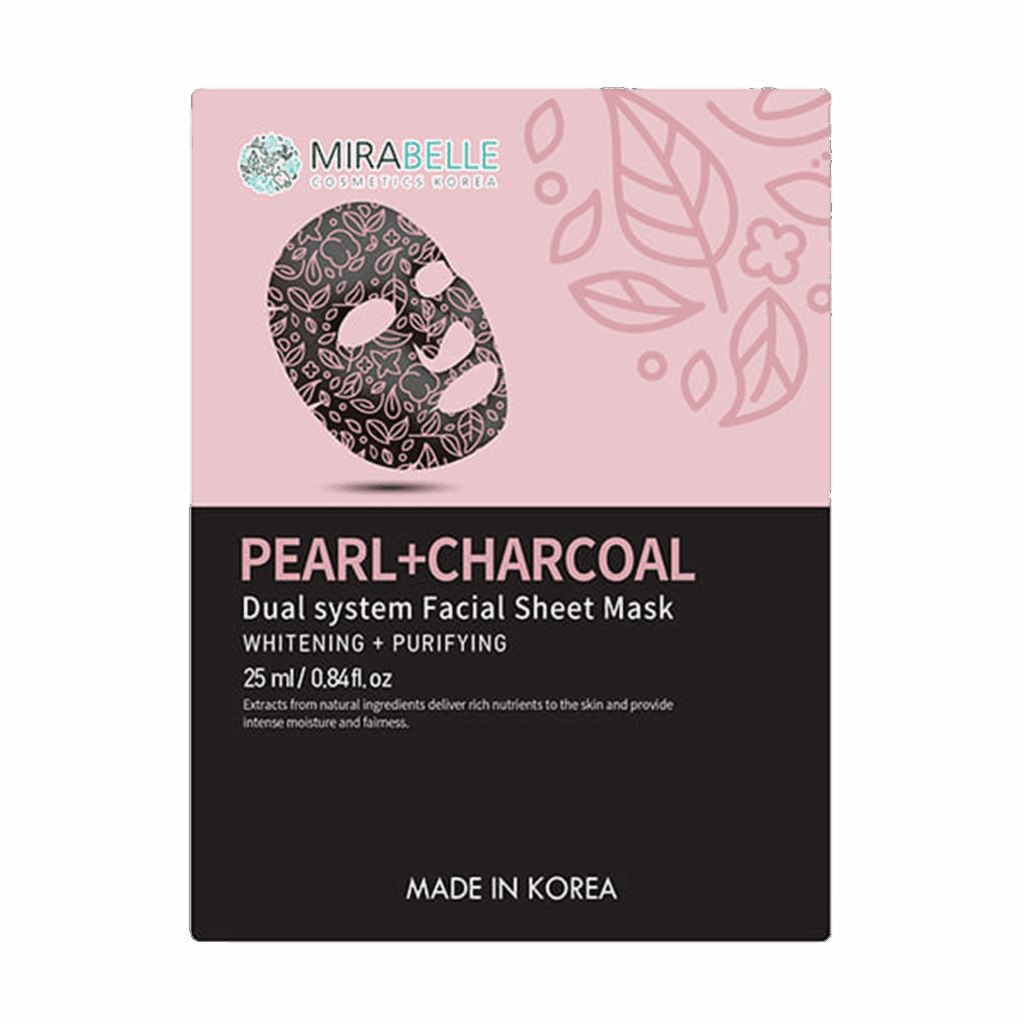Mirabelle Cosmetics Korea Pearl And Charcoal Dual System Facial Sheet Mask (25ml) - Mirabelle Cosmetics Korea