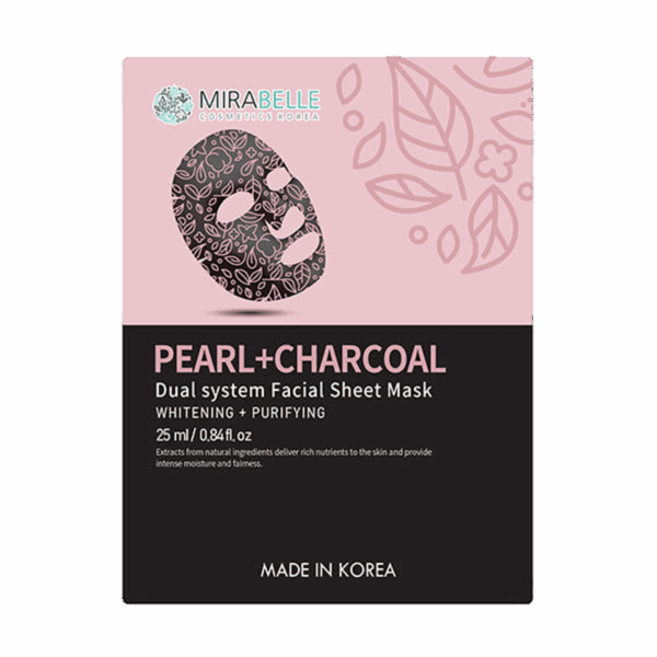 Mirabelle Cosmetics Korea Pearl And Charcoal Dual System Facial Sheet Mask (25ml) - Mirabelle Cosmetics Korea