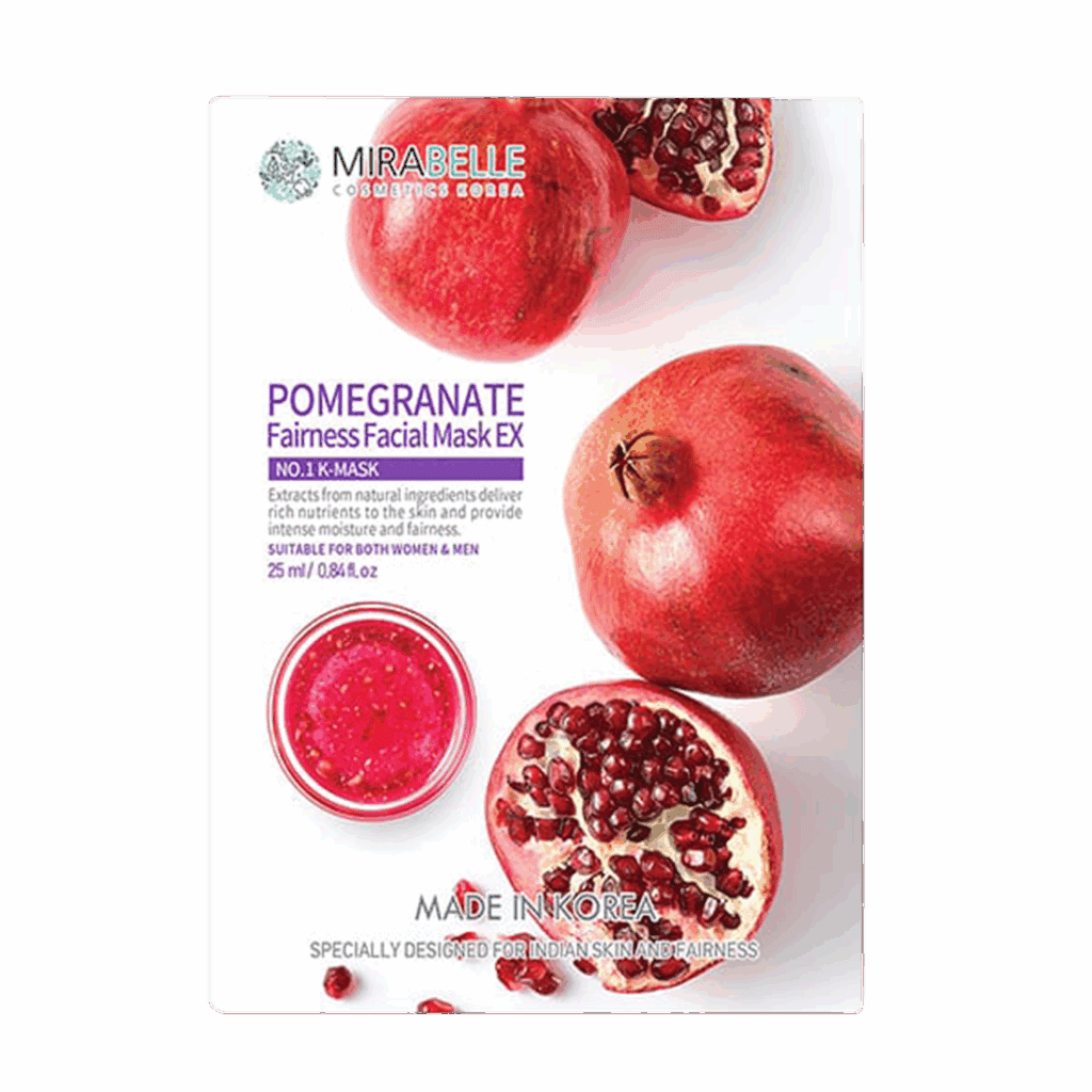 Mirabelle Cosmetics Korea Pomegranate Fairness Facial Sheet Mask Ex (25ml) - Mirabelle Cosmetics Korea