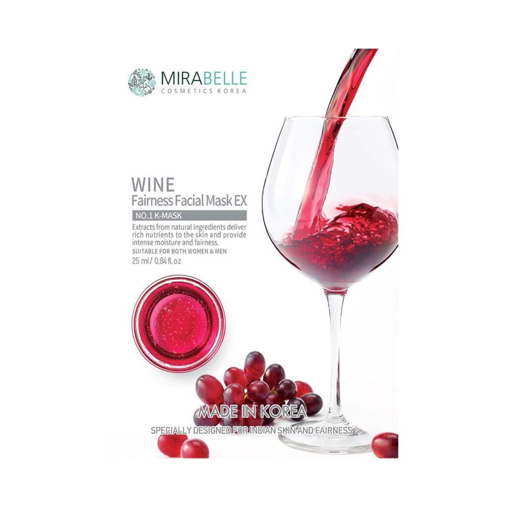 Mirabelle Cosmetics Korea Wine Fairness Facial Sheet Mask Ex (25ml) - Mirabelle Cosmetics Korea