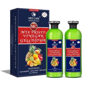 Miss Care Original MC Mix Fruit Vinegar Gel Colour (Natural Black Hair) - 1000 ml, Ammonia Free Hair Dye for Men and Women, Smooth Application