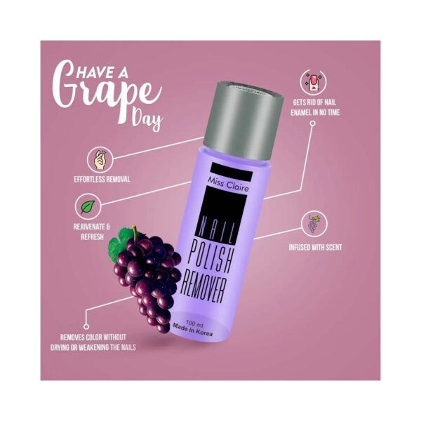 Miss Claire Nail Polish Remover - 02 Grape Fragrance (100ml) - Miss Claire