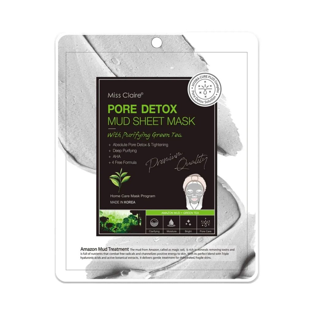 Miss Claire Pore Detox Mud Sheet Mask With Purifying Green Tea - (15g) - Miss Claire