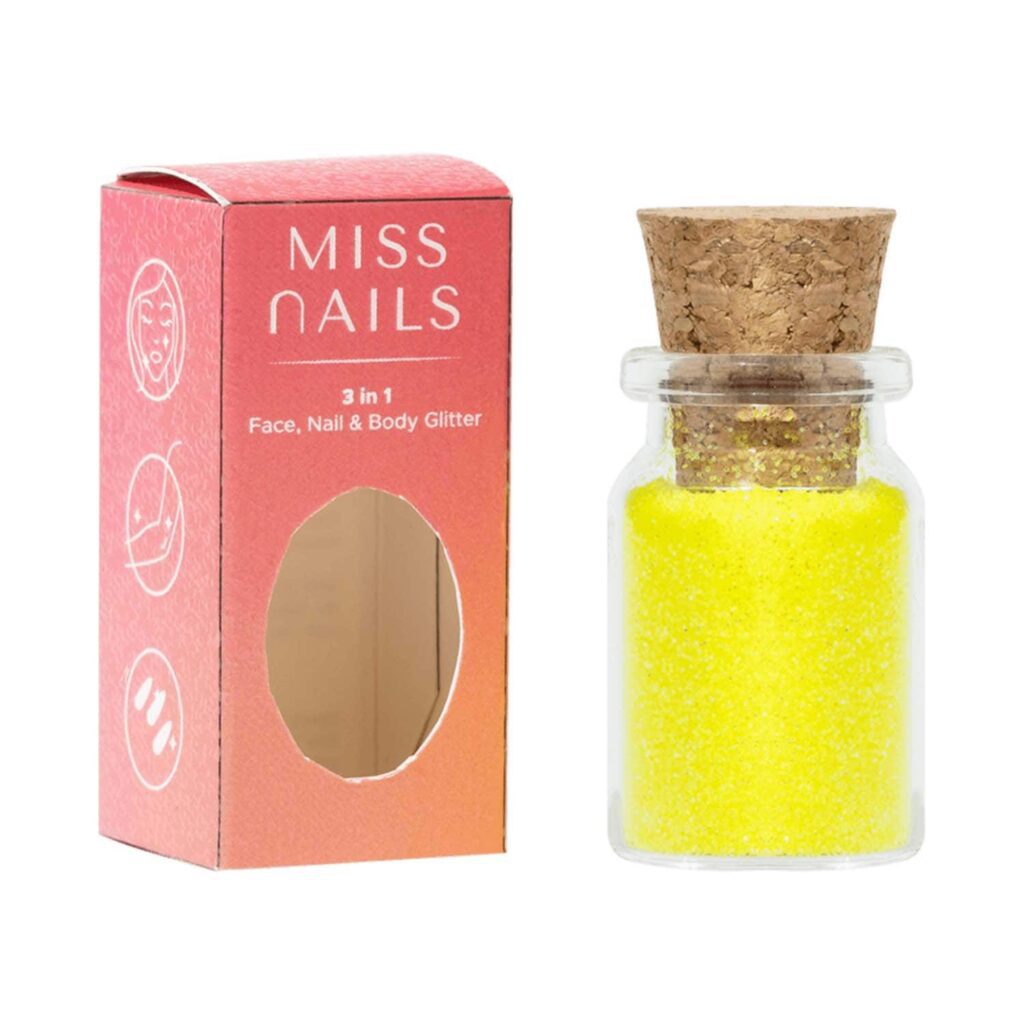 Miss Nails 3 In 1 Glitter Nail Polish - 33 Lemon Day (5g) - Miss Nails