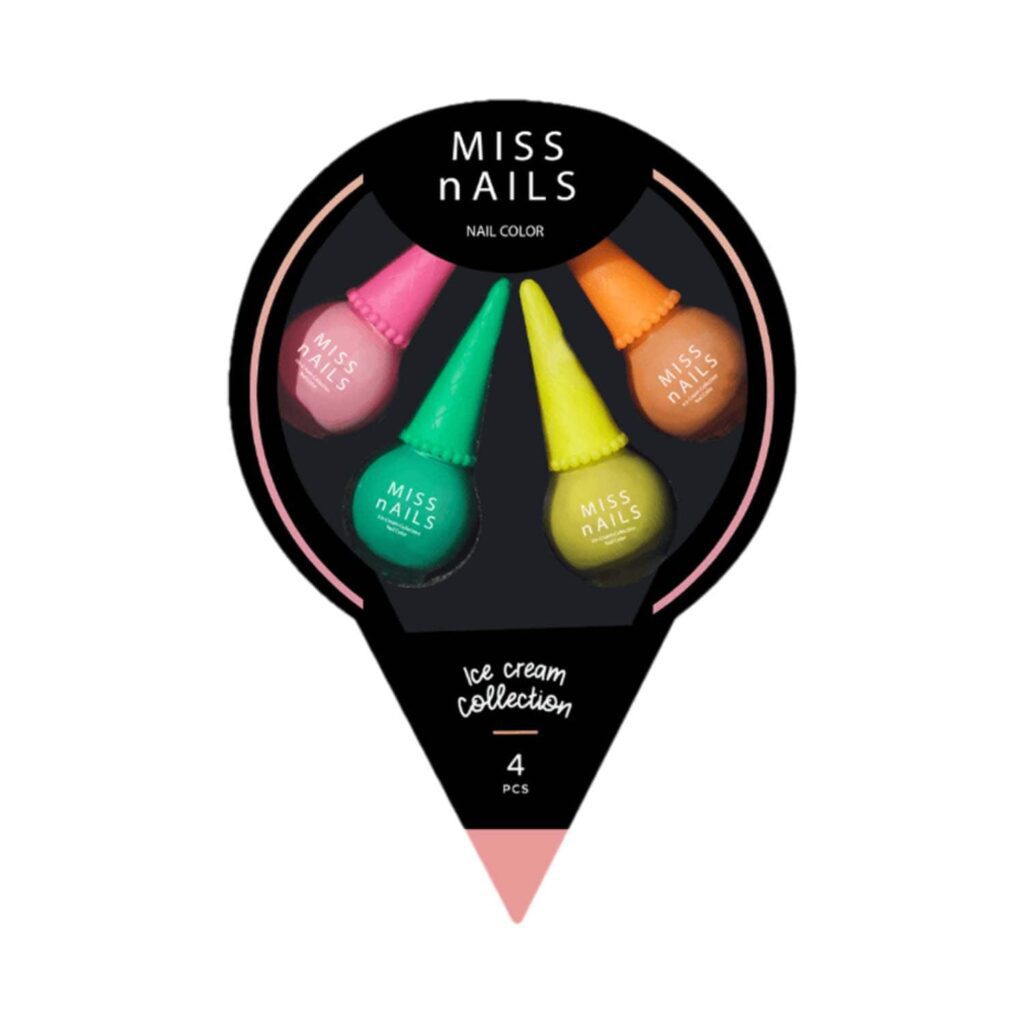 Miss Nails Ice Cream Collection Nail Polish - Sugar Pop (4 Pcs) - Miss Nails