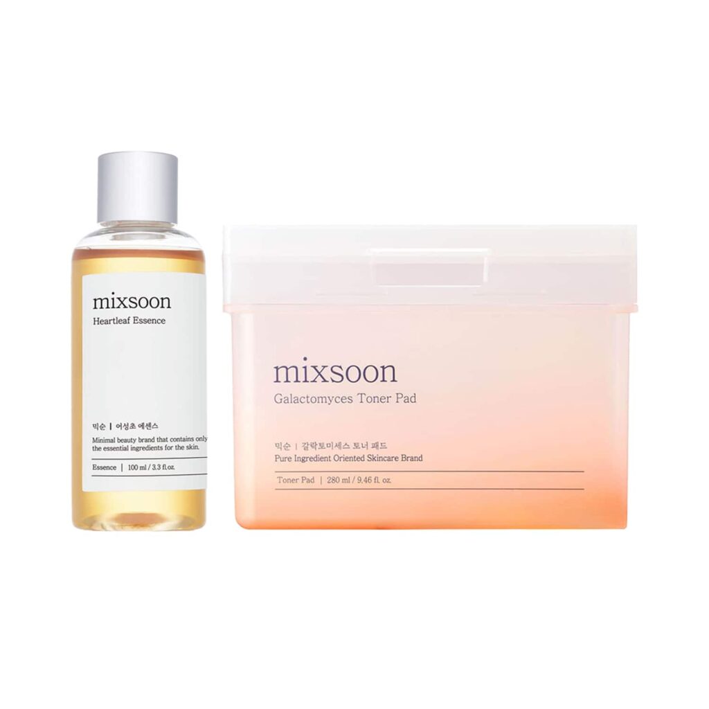 Mixsoon Grease Control - Galactomyces Toner Pad & Heartleaf Essence for Oily, Acne Prone Skin Combo - Mixsoon