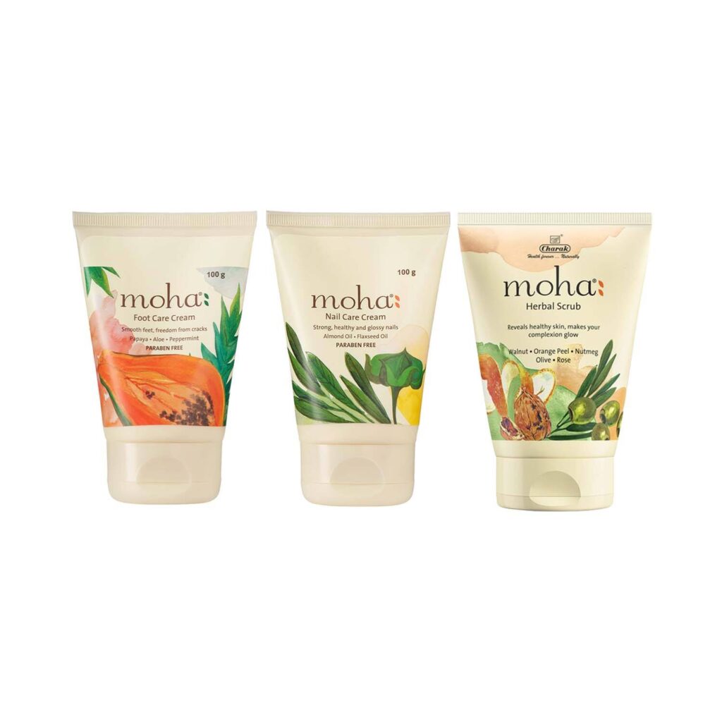 Moha Foot Care Cream, Herbal Scrub & Nail Care Cream Pedicure Combo (300 g) - Moha