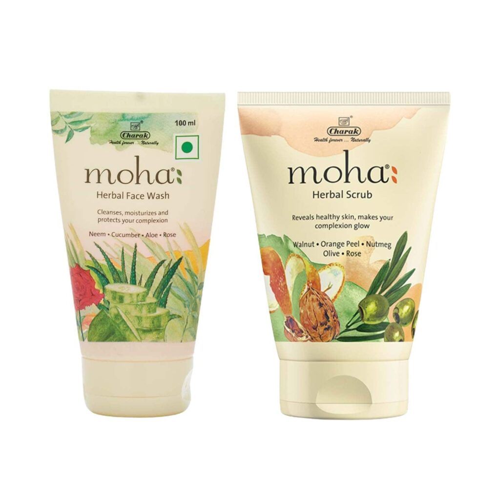 Moha Herbal Face Wash & Moha Herbal Face Scrub Bright Skin Combo (100 ml + 100 g) - Moha