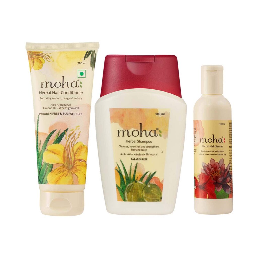Moha Herbal Shampoo, Conditioner and Hair serum Total Repair Combo (200 ml+ 200 ml+ 100 ml) - Moha