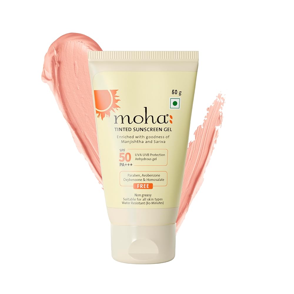 moha: Tinted Sunscreen Gel SPF 50 +++ | Matte, Oil-Free, Water-Resistant & Lightweight | No White Cast, Broad Spectrum Protection (50g)