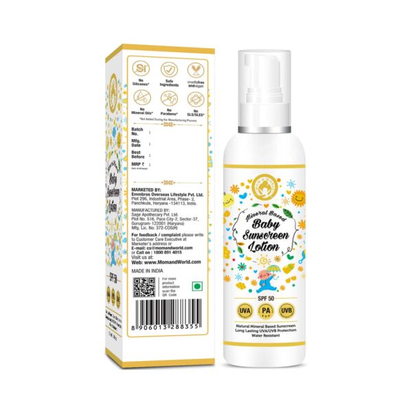 Mom & World Mineral Based Baby Sunscreen Lotion (120ml) - Mom & World