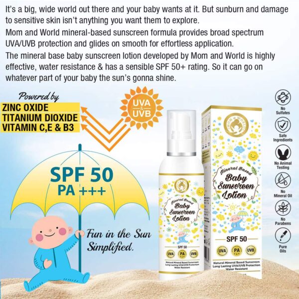 Mom & World Mineral Based Baby Sunscreen Lotion (120ml) - Mom & World