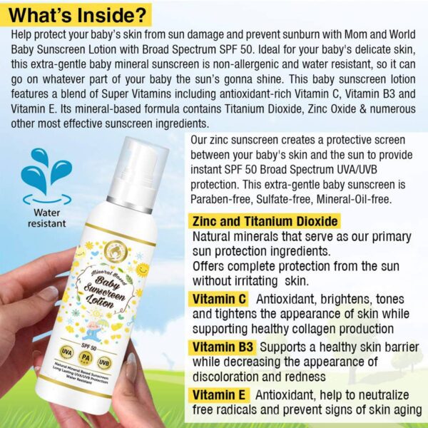 Mom & World Mineral Based Baby Sunscreen Lotion (120ml) - Mom & World