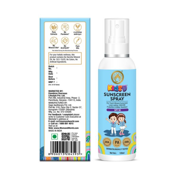 Mom & World Mineral Based Kids Sunscreen Spray (120ml) - Mom & World