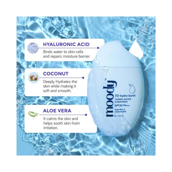 Moody 7D Hydro Burst Hybrid Water Sunscreen with SPF 50 PA+++ (50 ml) - Moody