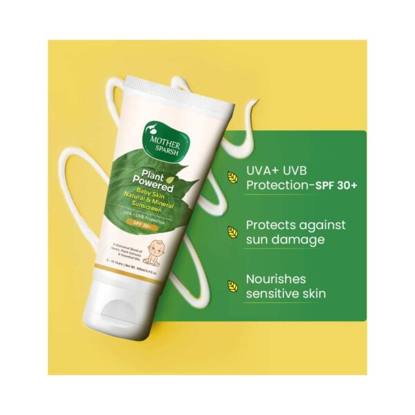 Mother Sparsh Plant Powered Baby Skin Sunscreen Lotion SPF 30+ (100ml) - Mother Sparsh