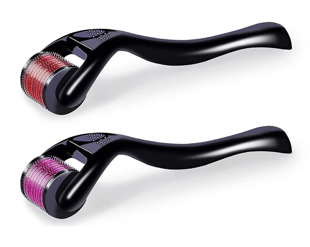 MOXWARE 2 pcs Derma Roller For Hair Growth 0.5 Mm With 540 Titanium Needles|Repairs Damaged Hair, Activates Hair Follicles|For Hair Fall & Hair Thickening|Reduces Acne...