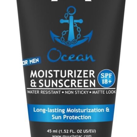 Muuchstac Mens Ocean Moisturizer & Sunscreen Matte Look Spf 18+ Cream With Turmeric & Aloe Vera Beads, Non-Sticky & Water Resistant 45 Ml - All