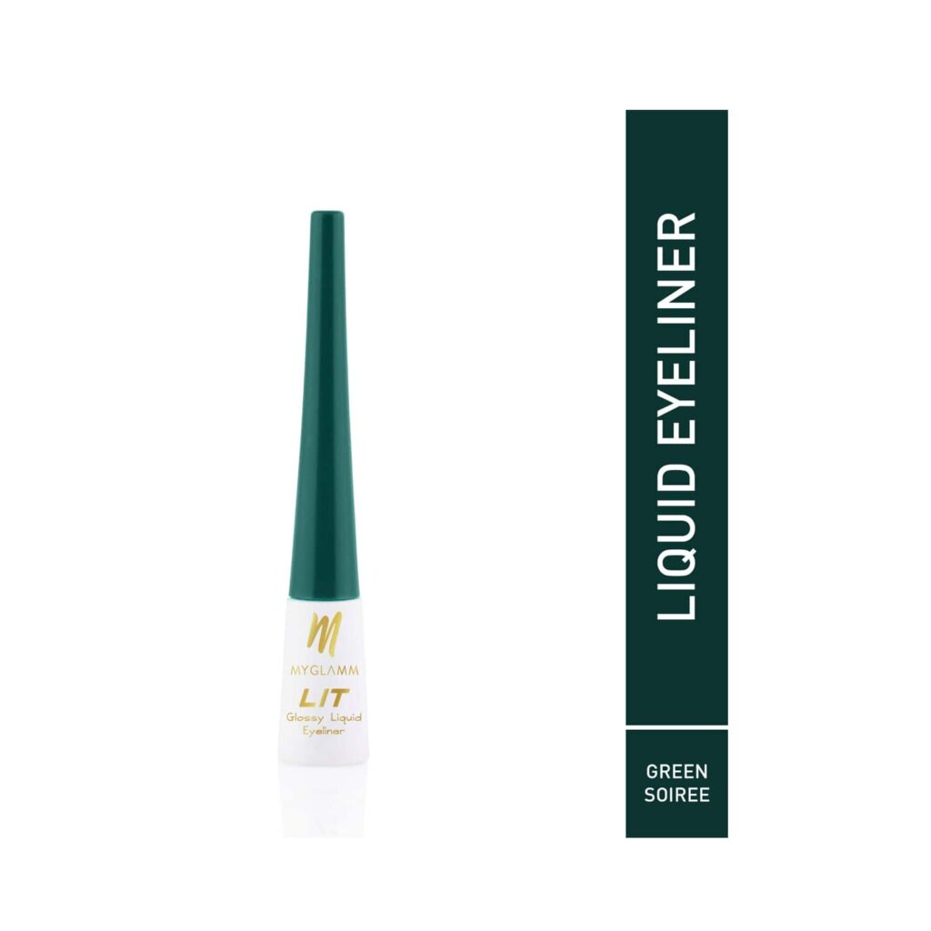 MyGlamm LIT Glossy Liquid Eyeliner - Green Soiree (3.5ml) - MyGlamm