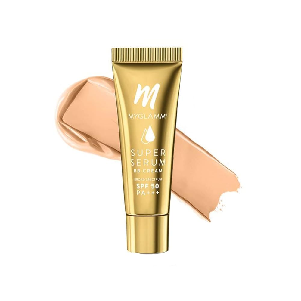 MyGlamm Super Serum BB Cream - 101 Cashew - 30gm | BB Cream with SPF 50 & Hyaluronic Acid | 24 Hr Long Lasting & Hydrating