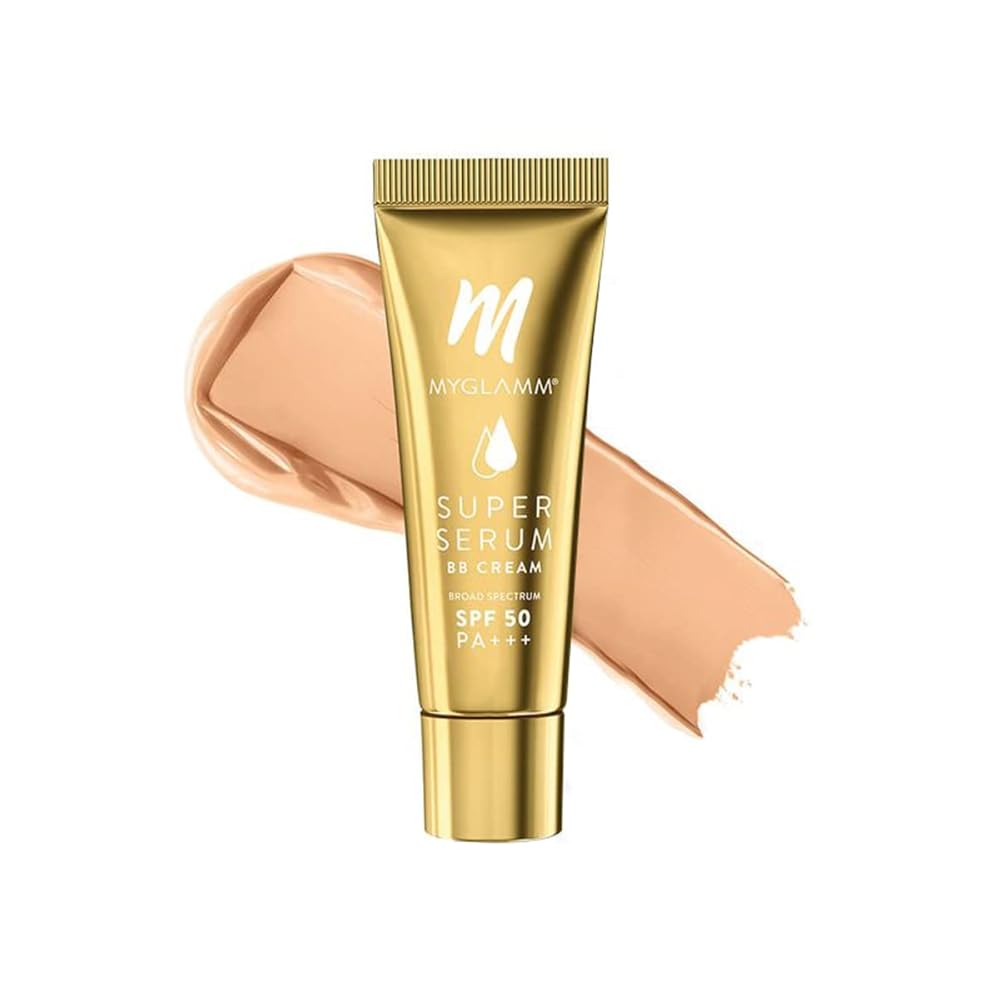 MyGlamm Super Serum Bb Cream - 201 Pine - 15Gm | Bb Cream With Spf 50 & Hyaluronic Acid, All Skin Type, Light, Natural | 24 Hr Long Lasting & Hydrating