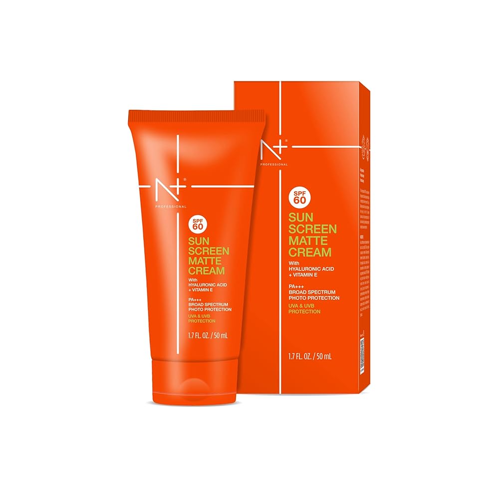 N Plus Professional SPF 60 Sun Screen Matte Cream, With Hyaluronic Acid & Vitamin E