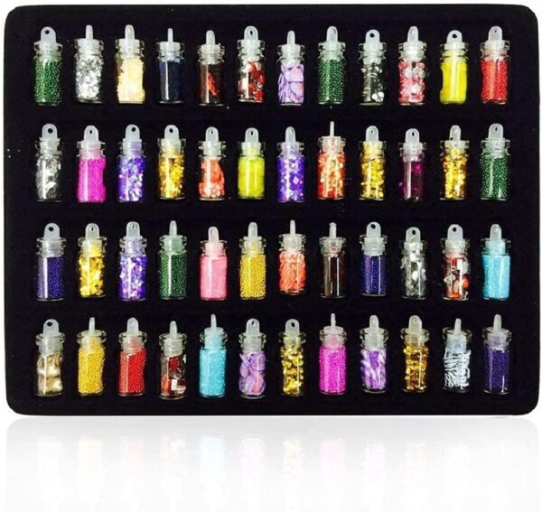 NAILWIND 48 in 1 Set of 3D Nail Art Glitter Bottle Acrylic Rhinestone Decoration Kit, 3D Nail Art,3D Glitter Set of Nail Nail Art Tool for Nail Decoration Multicolour - Set of...