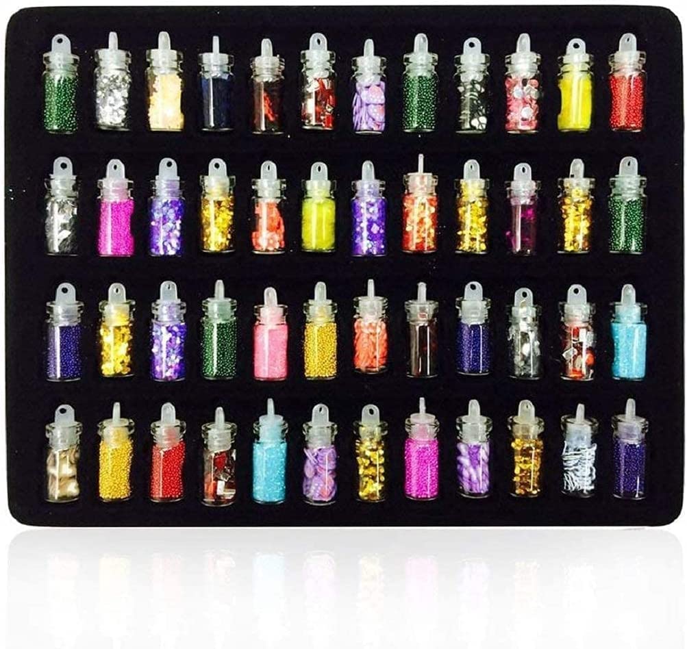 NAILWIND 48 in 1 Set of 3D Nail Art Glitter Bottle Acrylic Rhinestone Decoration Kit, 3D Nail Art,3D Glitter Set of Nail Nail Art Tool for Nail Decoration Multicolour - Set of...