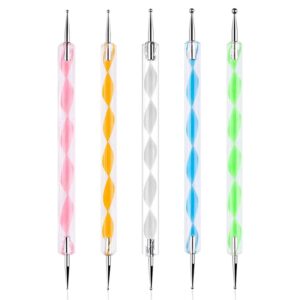 NAILWIND 5 pc 2 Way Dotting Pen Tool, Nail Art Tip Dot Paint Manicure kit, Multi-colored Nail Dotting Tool Set